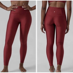 Athleta Elation Shine Tight Leggings Lustre Finish Size M Red